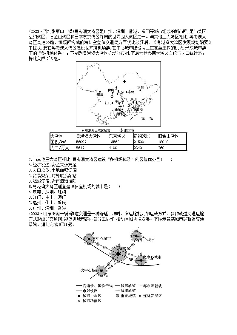 适用于老高考旧教材2024版高考地理二轮复习素养升级练专题9区域联系与区域协调核心考点练1交通运输与区域发展（附解析）第2页