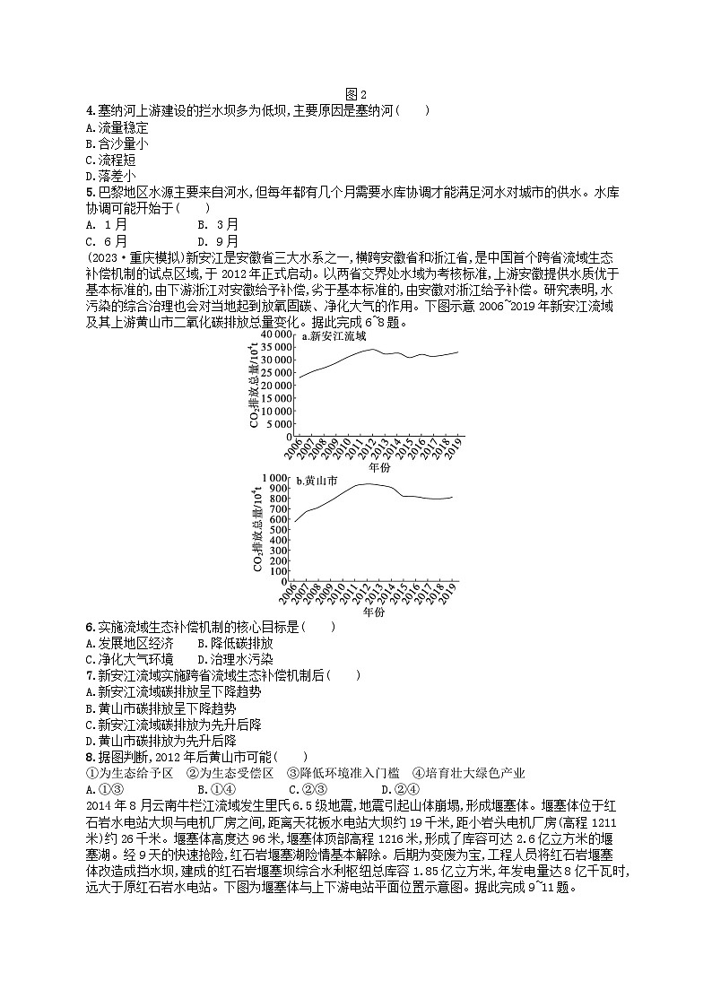 适用于老高考旧教材2024版高考地理二轮复习素养升级练专题10资源开发与区域整治核心考点练2流域的综合开发与治理（附解析）第2页