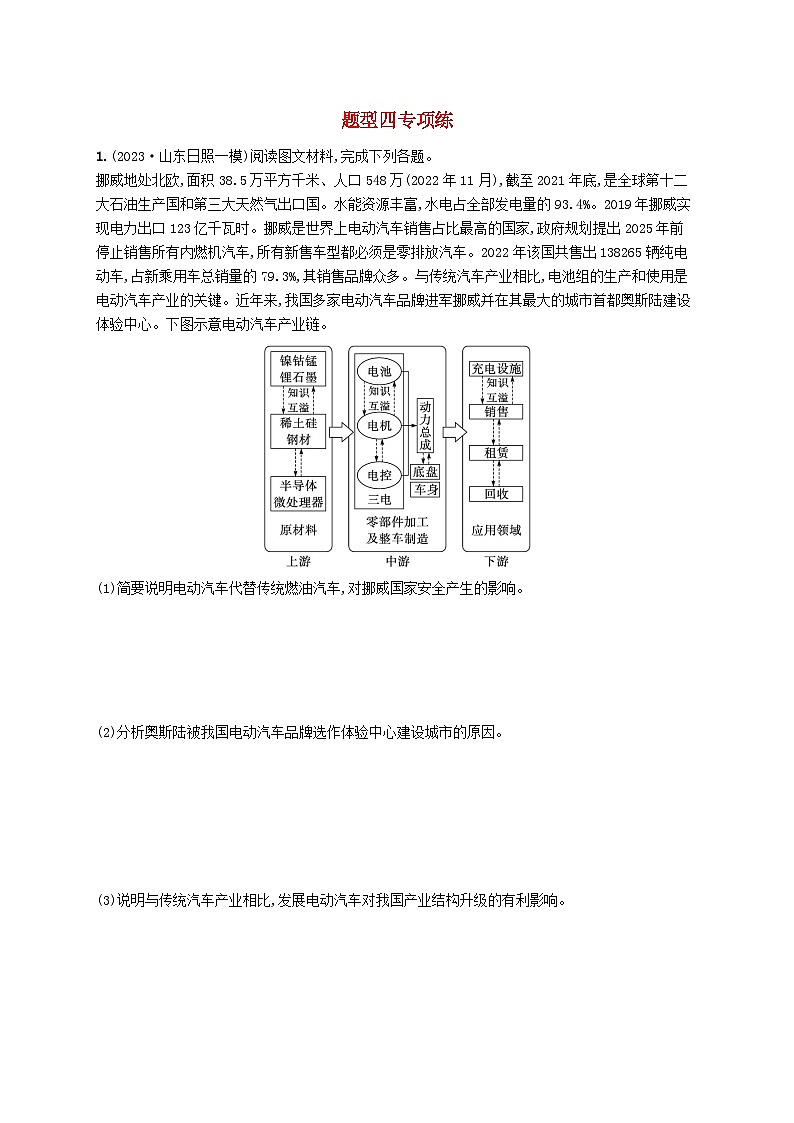 适用于新高考新教材2024版高考地理二轮复习非选择题题型专项练题型四（附解析）第1页