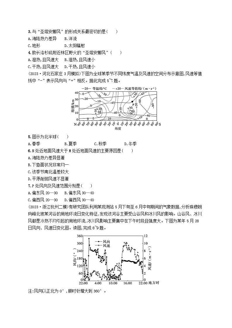 适用于新高考新教材2024版高考地理二轮复习热考情境专项练热考2风（附解析）第2页