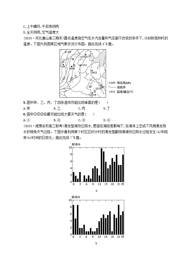 适用于新高考新教材2024版高考地理二轮复习专题突破练二大气运动规律（附解析）02