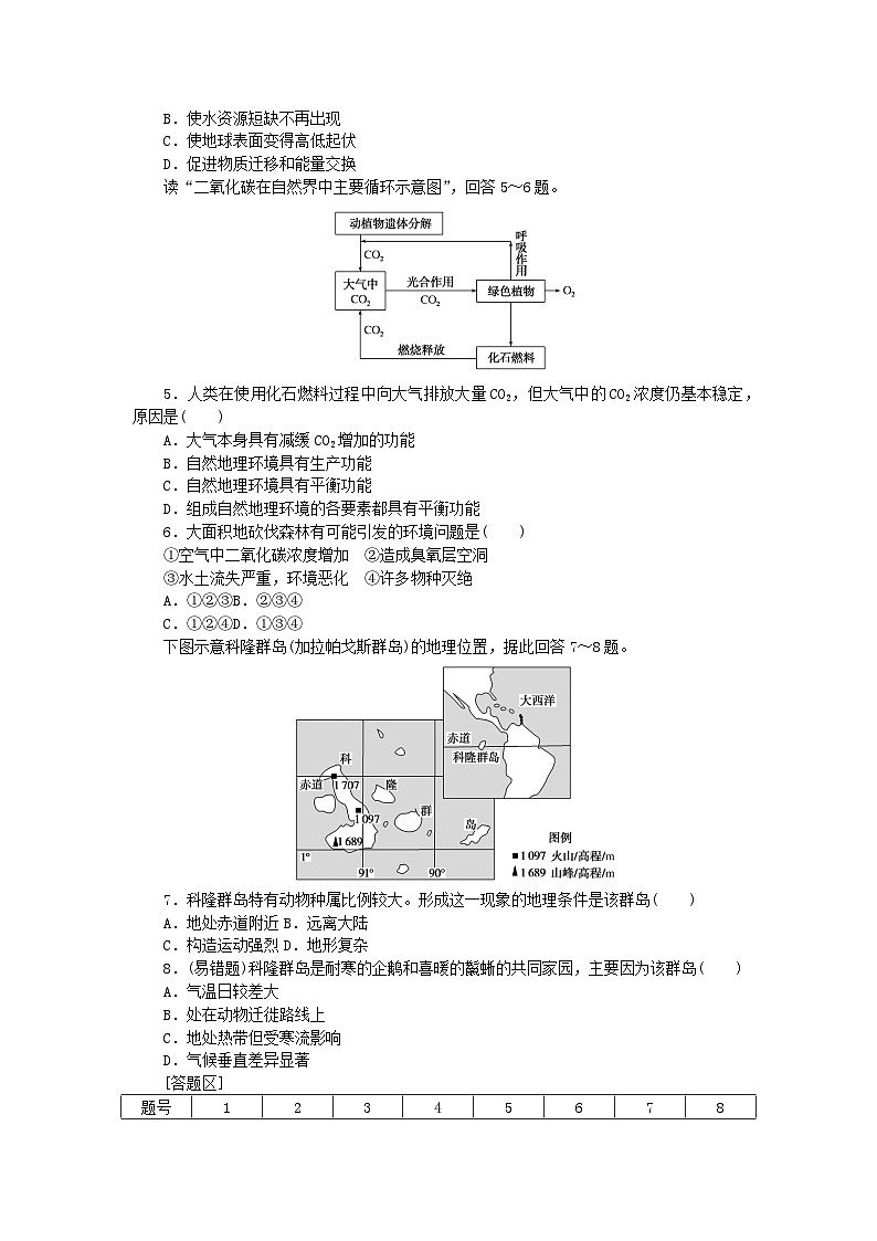 2023版新教材高中地理第五章自然地理环境的整体性和地域分异规律第一节自然地理环境的整体性课时作业中图版选择性必修103