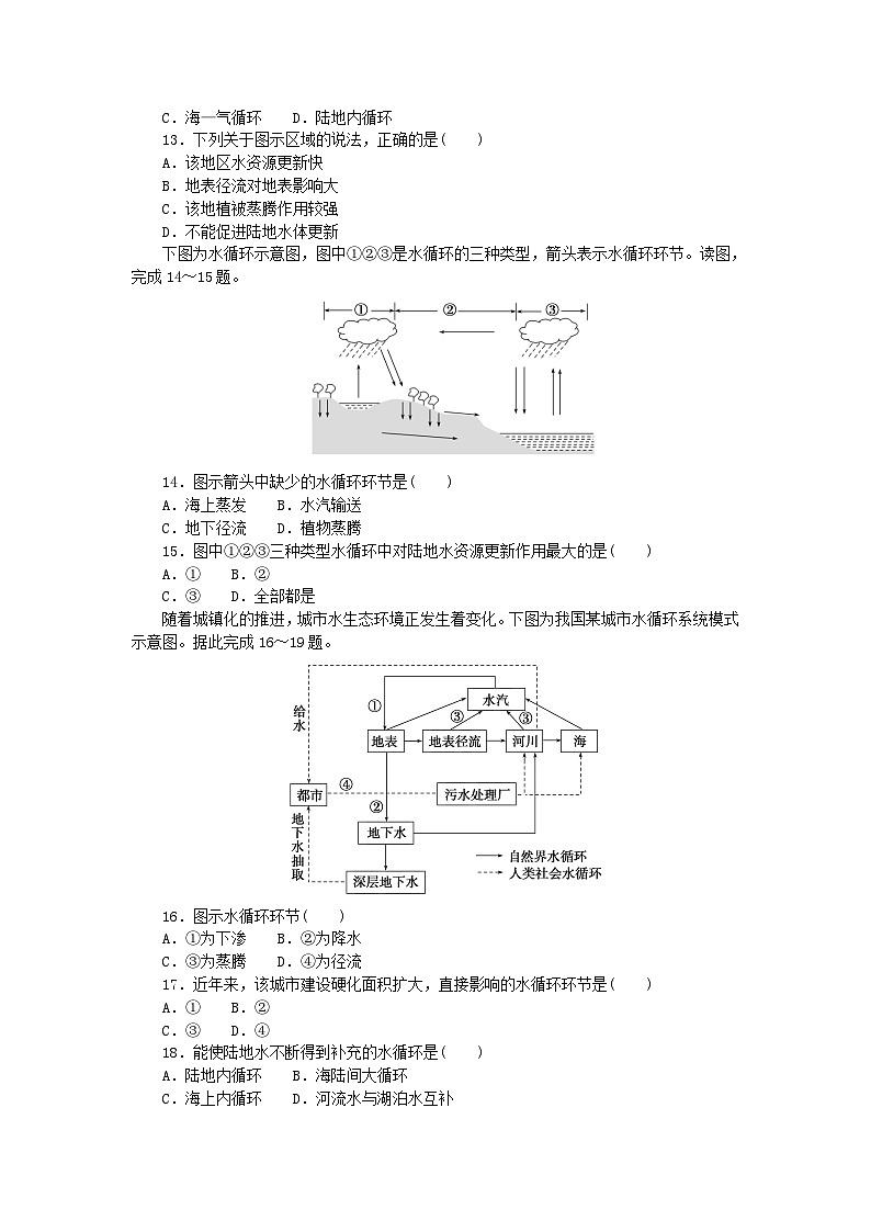 2024版新教材高中地理第四章地球上的水第一节水循环课时作业湘教版必修第一册03