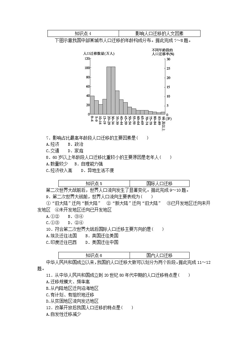 2024版新教材高中地理第一章人口1.2人口迁移课时作业新人教版必修第二册02