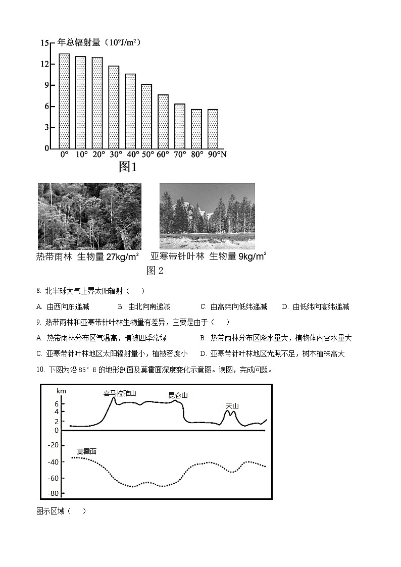 2024北京交通大学附中高一上学期期中考试地理含解析03