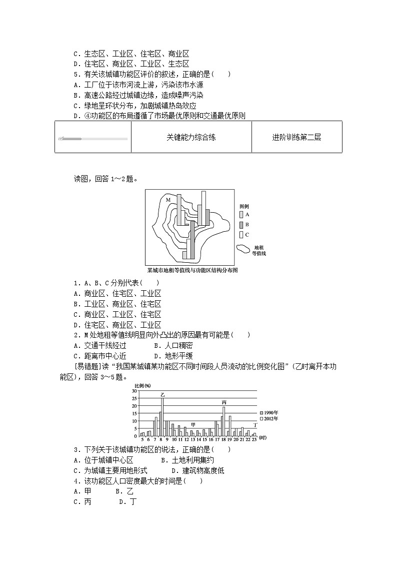 2024版新教材高中地理第二章乡村和城镇2.1乡村和城镇内部的空间结构课时作业中图版必修第二册第2页