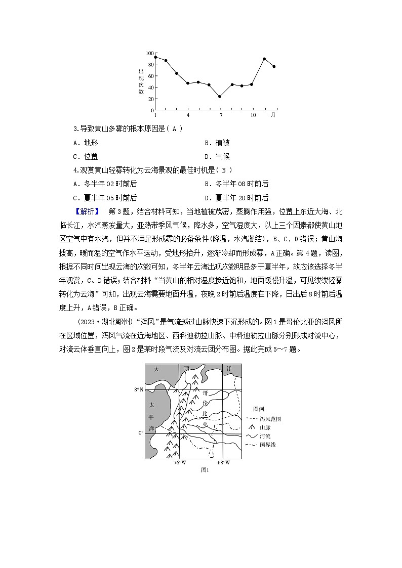 新教材适用2024版高考地理二轮总复习第1部分专题突破专题集训二大气运动规律02