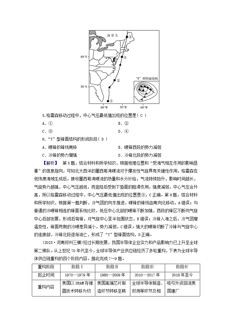 新教材适用2024版高考地理二轮总复习第2部分解题技能提升训练二03