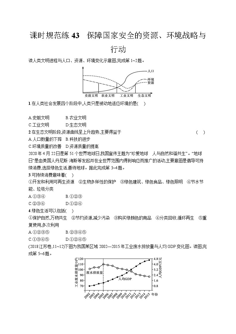 高中考试地理特训练习含答案——保障国家安全的资源第1页