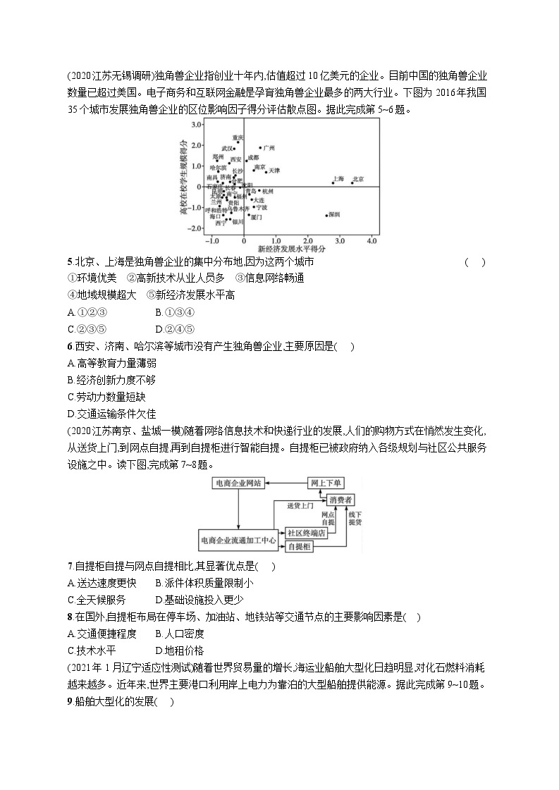 高中考试地理特训练习含答案——产业区位因素02