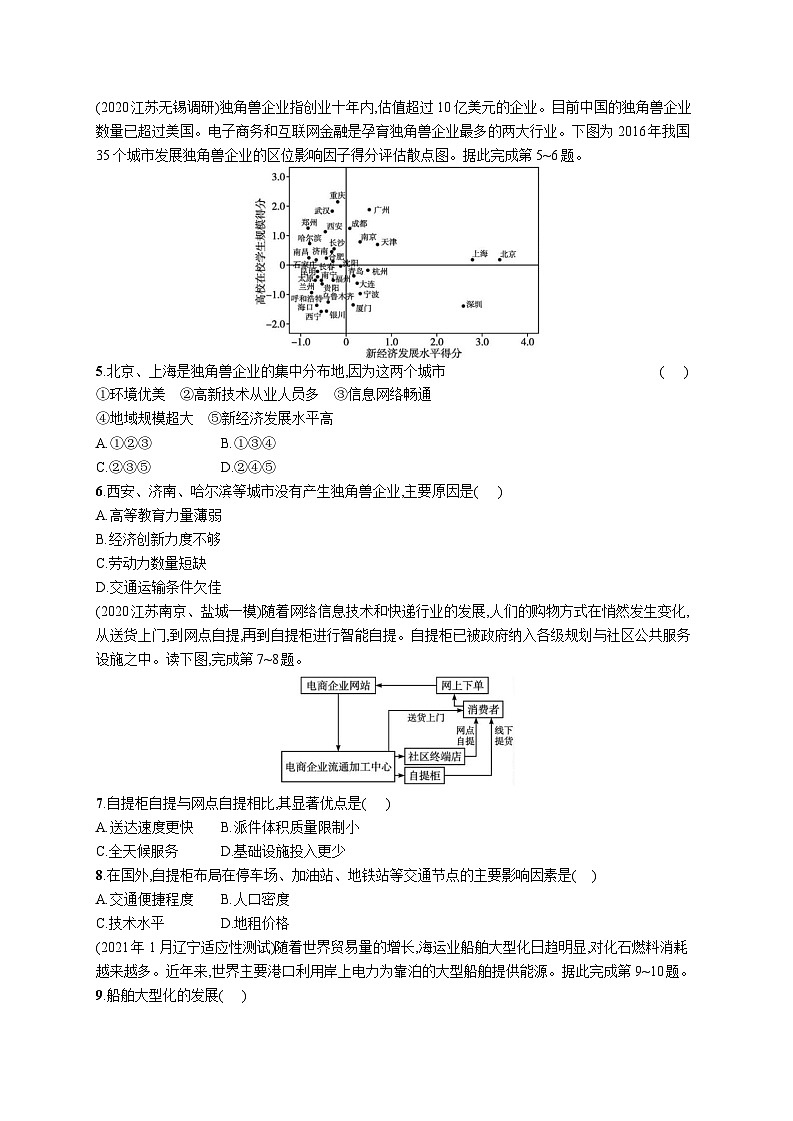 高中考试地理特训练习含答案——产业区位因素02