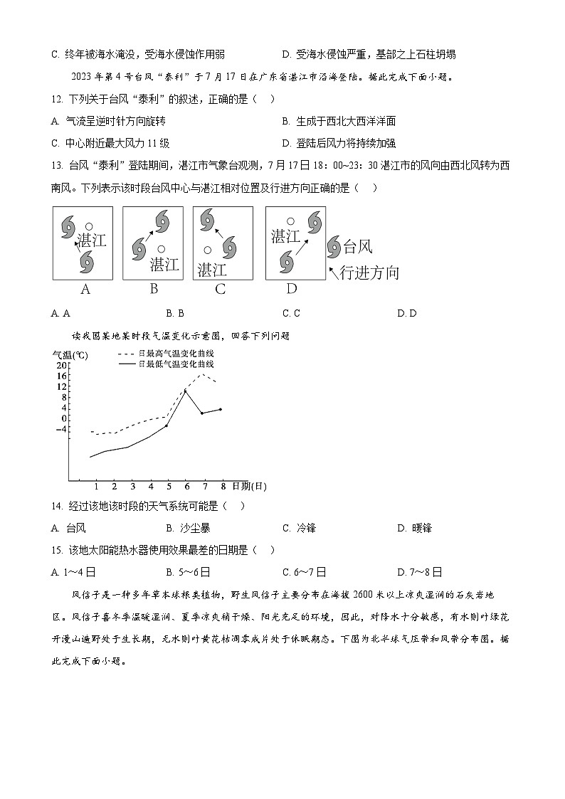 2024三明地区部分高中校协作高二上学期期中联考试题地理含解析03