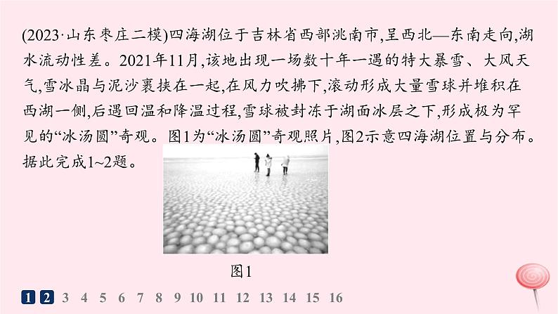 适用于新高考新教材2024版高考地理二轮复习热考情境专项练热考4湖泊课件第2页