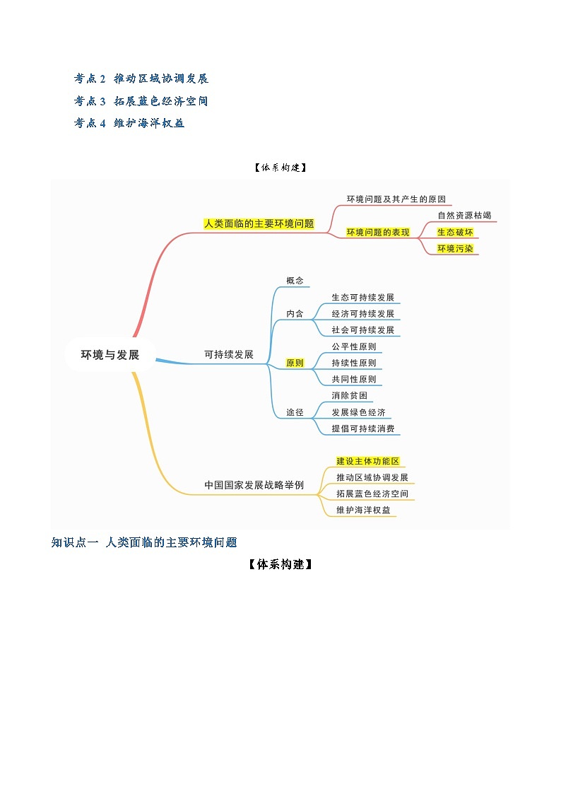 【学考复习】2024年高中地理学业水平考试必备考点归纳与测试（新教材专用）专题11 环境与发展（知识梳理）-讲义02