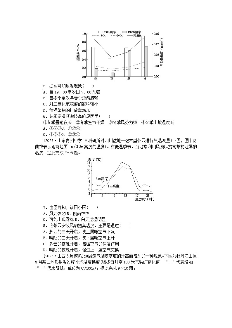 统考版2024届高考地理二轮专项分层特训卷第一篇微考点增分专练微考点04逆温现象02