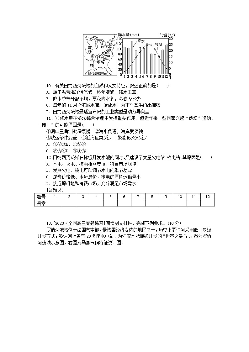 统考版2024届高考地理二轮专项分层特训卷第一篇微考点增分专练微考点16河流梯级开发03