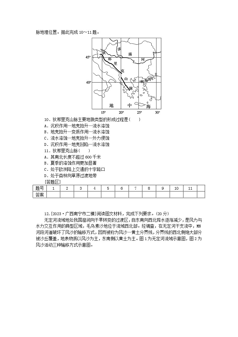 统考版2024届高考地理二轮专项分层特训卷第一篇微考点增分专练微考点21常见地貌03