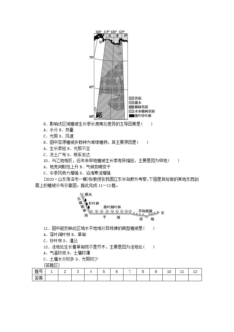 统考版2024届高考地理二轮专项分层特训卷第一篇微考点增分专练微考点27水平地域分异03