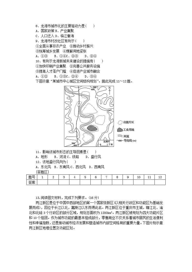 统考版2024届高考地理二轮专项分层特训卷第一篇微考点增分专练微考点32新型城镇化03