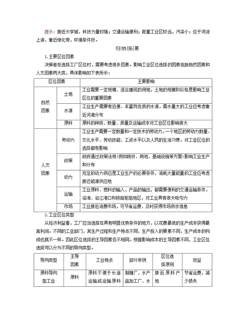 新教材适用2023_2024学年高中地理第三章产业区位因素第二节工业区位因素及其变化学案新人教版必修第二册03