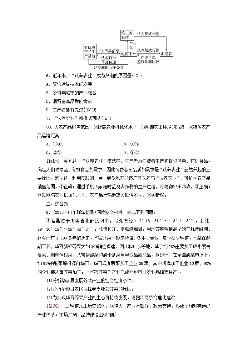 新教材适用2023_2024学年高中地理第3章产业区位因素第1节农业区位因素及其变化课时作业新人教版必修第二册第3页
