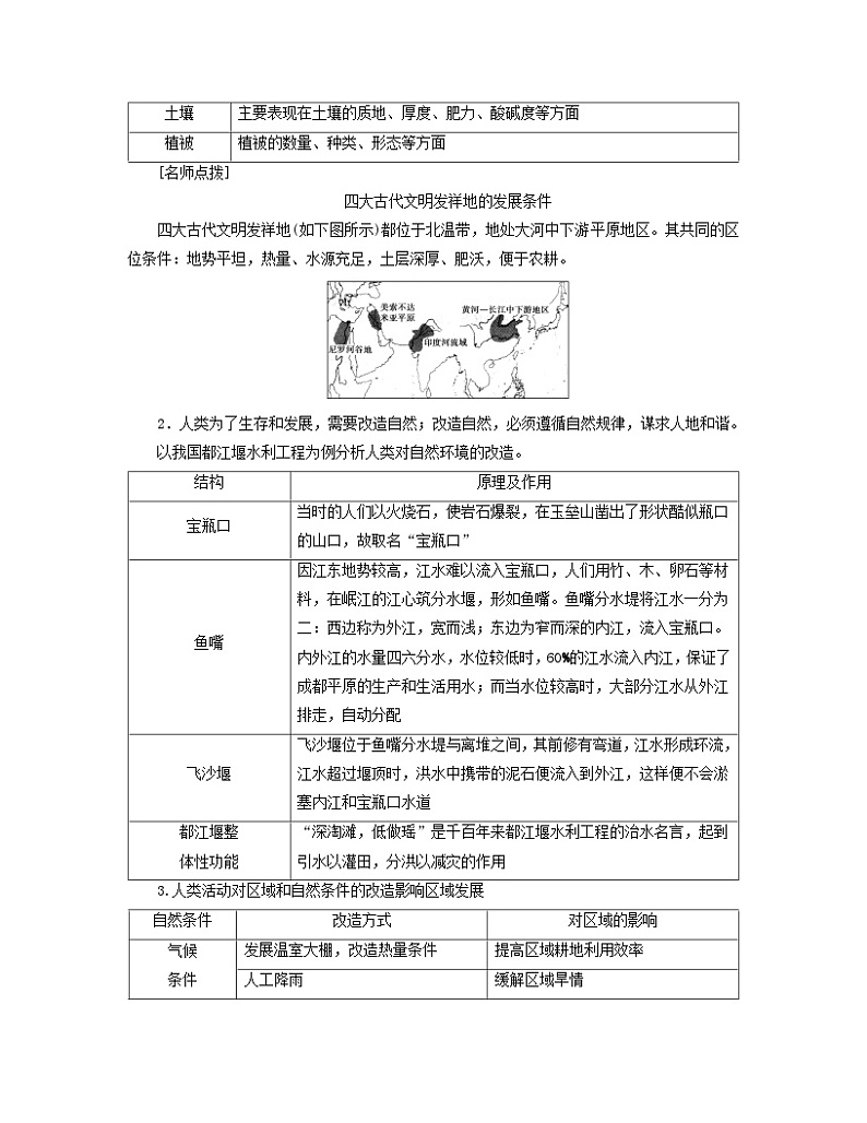 新教材适用2023_2024学年高中地理第2章资源环境与区域发展第1节区域发展的自然环境基础学案新人教版选择性必修203