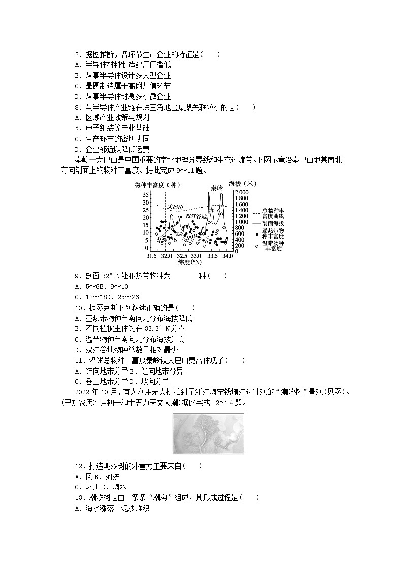 新教材2024高考地理二轮专题复习第三部分考前抢分专练选择题专项特训一03