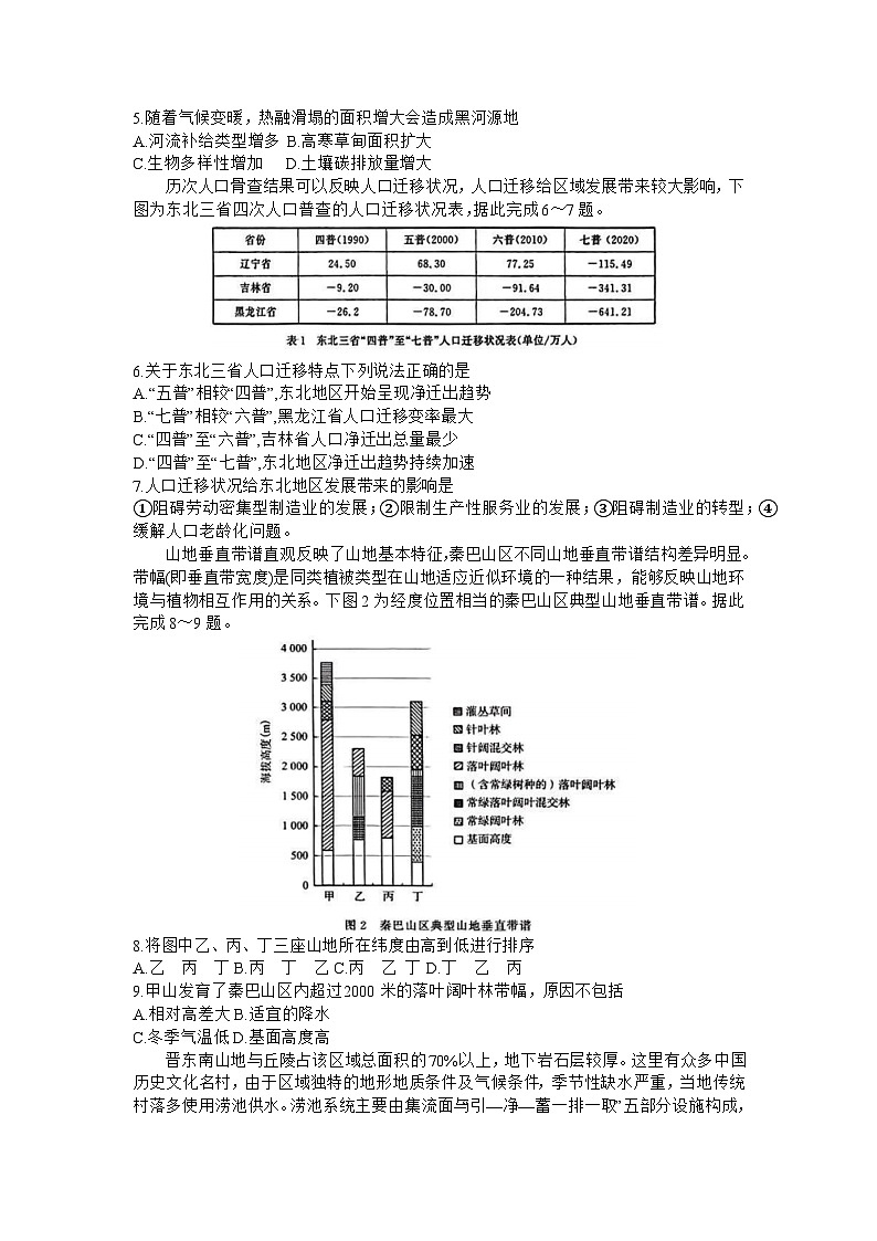 山东名校考试联盟2023年12月高三年级阶段性检测地理第2页