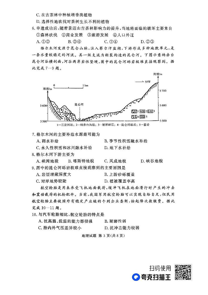 2024湘豫名校联考高三上学期一轮复习诊断考试（三）地理PDF版含解析03