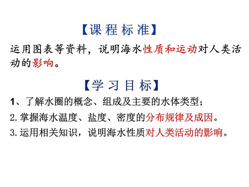 2.2水圈与水环境（第1课时：水圈的组成 海水性质及作用）课件2023-2024学年03