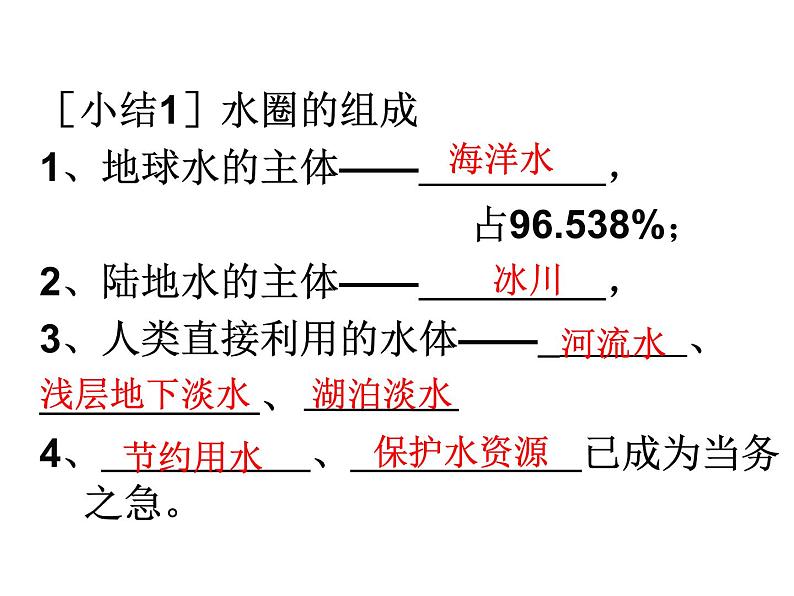 2.2水圈与水环境（第1课时：水圈的组成 海水性质及作用）课件2023-2024学年08