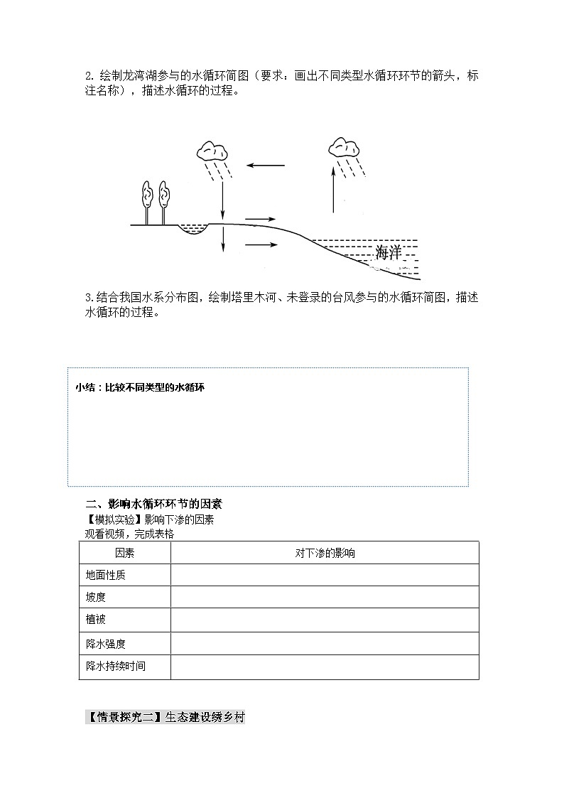 3.1水循环以及地理意义学案2023-2024学年人教版（2019）高中地理必修一02