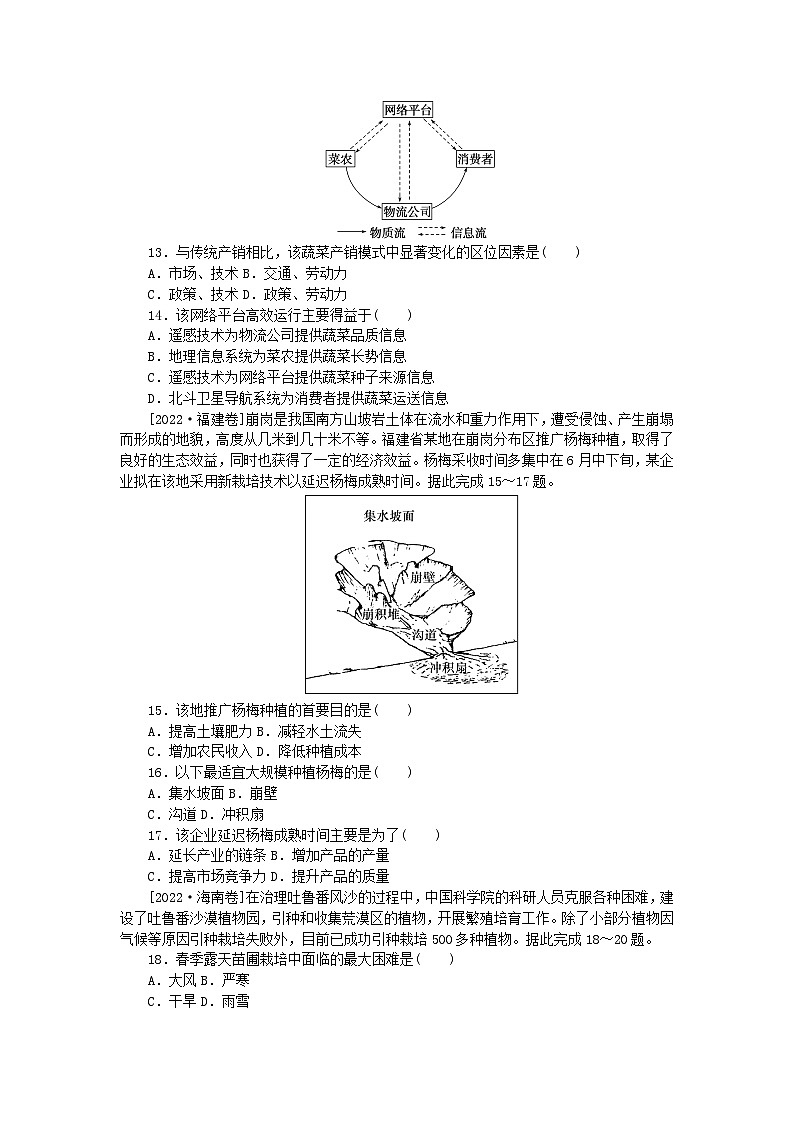 新教材2024届高考地理二轮专项分层特训卷第一部分专题突破专题八产业区位因素（附解析）03