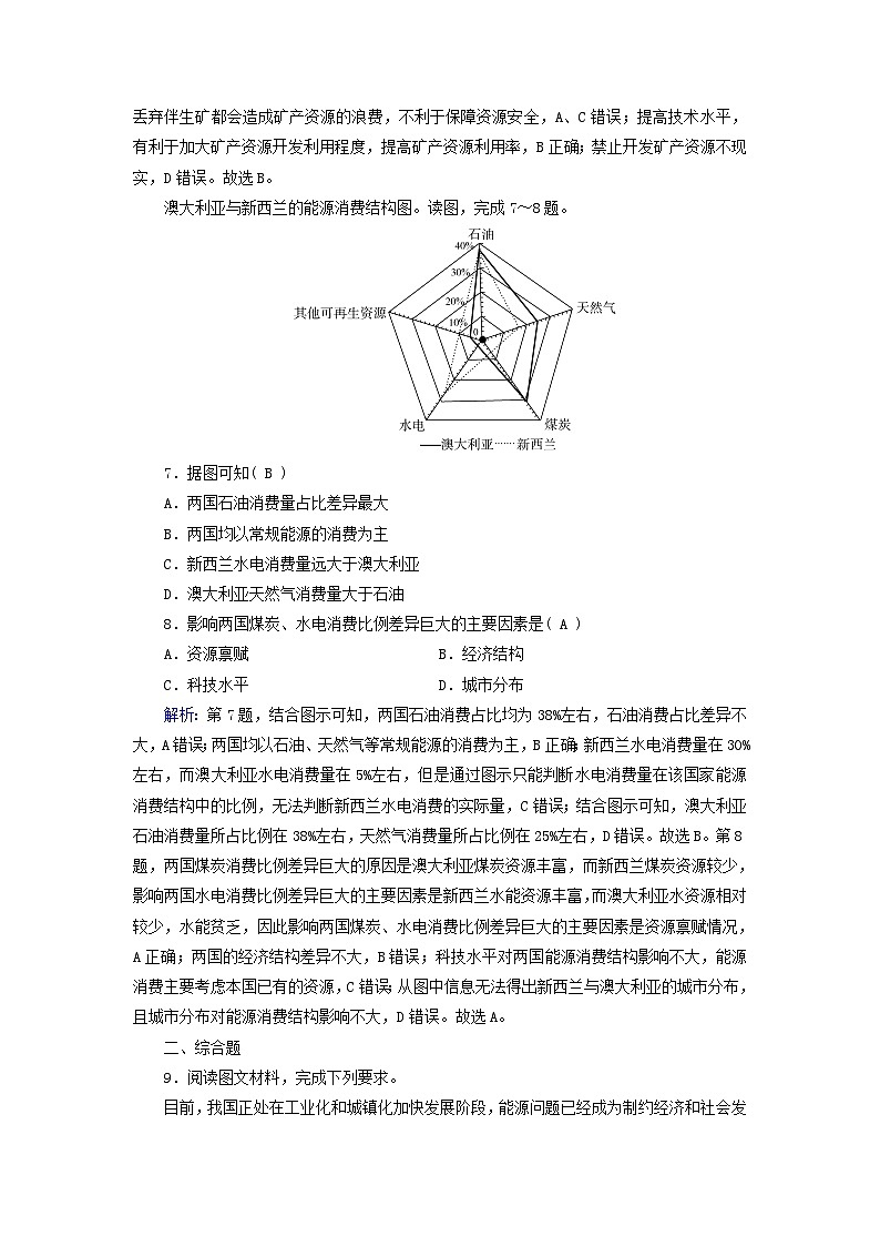 新教材适用2023_2024学年高中地理第2章资源安全与国家安全第2节中国的能源安全课时作业新人教版选择性必修303