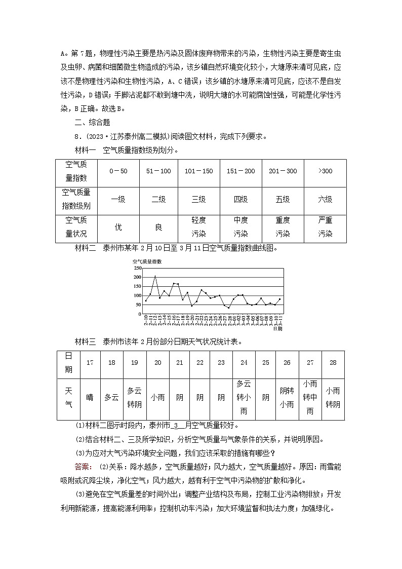 新教材适用2023_2024学年高中地理第3章环境安全与国家安全第1节环境安全对国家安全的影响课时作业新人教版选择性必修3第3页