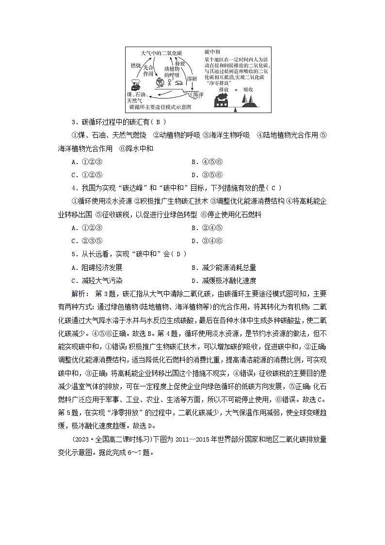 新教材适用2023_2024学年高中地理第3章环境安全与国家安全第4节全球气候变化与国家安全课时作业新人教版选择性必修3第2页