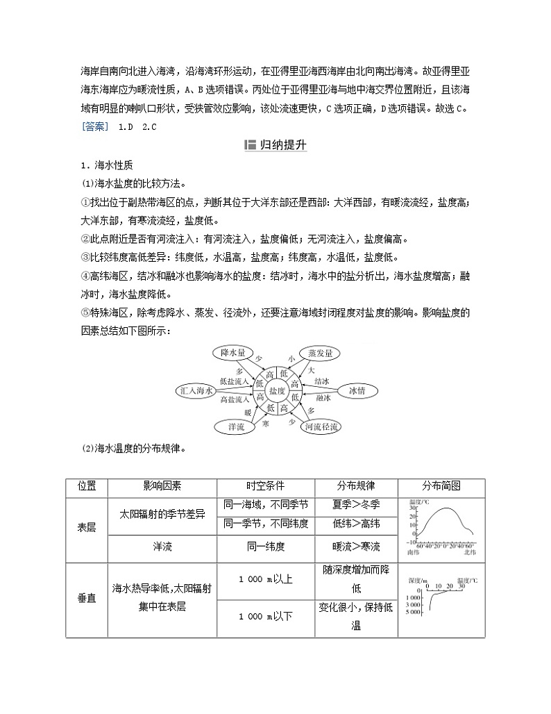 2024届高考地理二轮专题复习与测试第一部分专题三水体运动规律考点3海水性质与海水运动（附解析）03