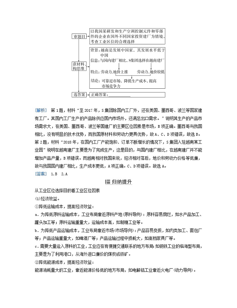 2024届高考地理二轮专题复习与测试第二部分专题七产业区位因素考点2工业区位及其变化（附解析）02