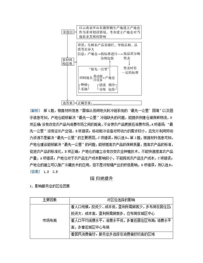 2024届高考地理二轮专题复习与测试第二部分专题七产业区位因素考点3服务业区位及其变化（附解析）02
