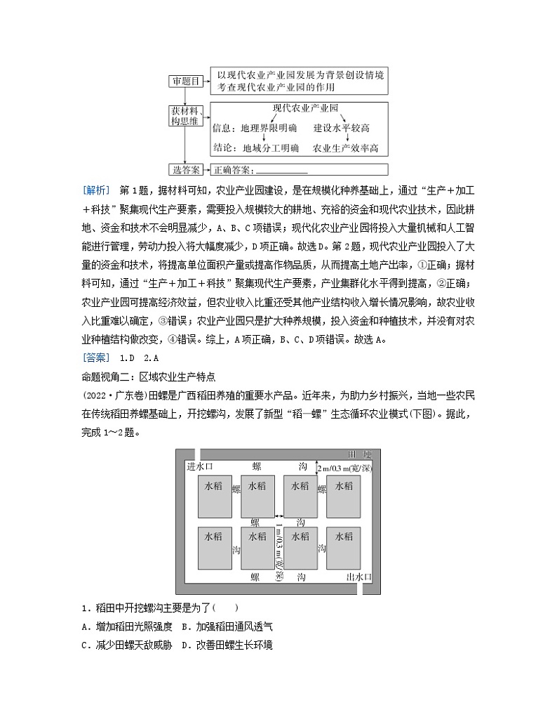 2024届高考地理二轮专题复习与测试第二部分专题七产业区位因素考点1农业区位及其变化（附解析）03