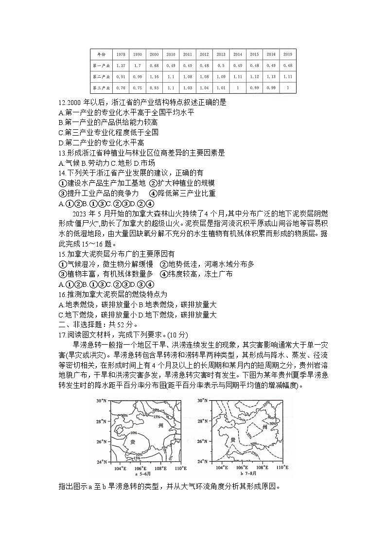 2024福建省百校联考高三上学期12月月考试题地理含解析03