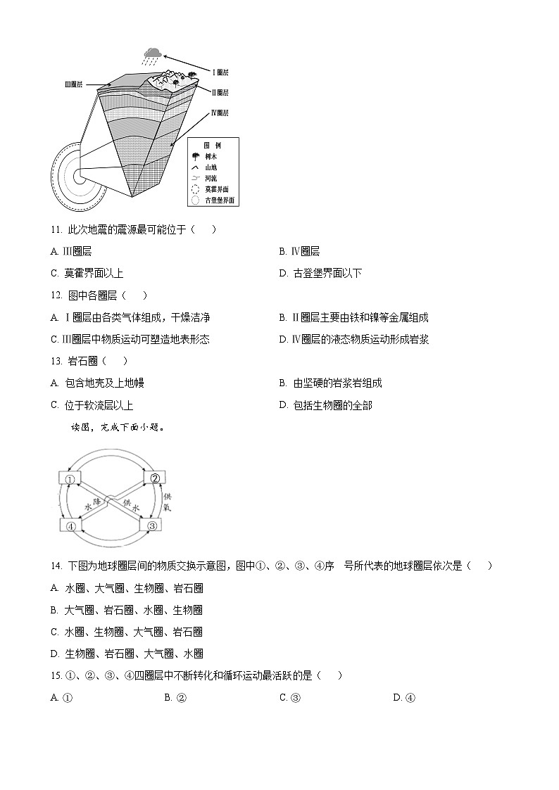 2024北京理工大学附中高一上学期12月月考试题地理含解析第3页