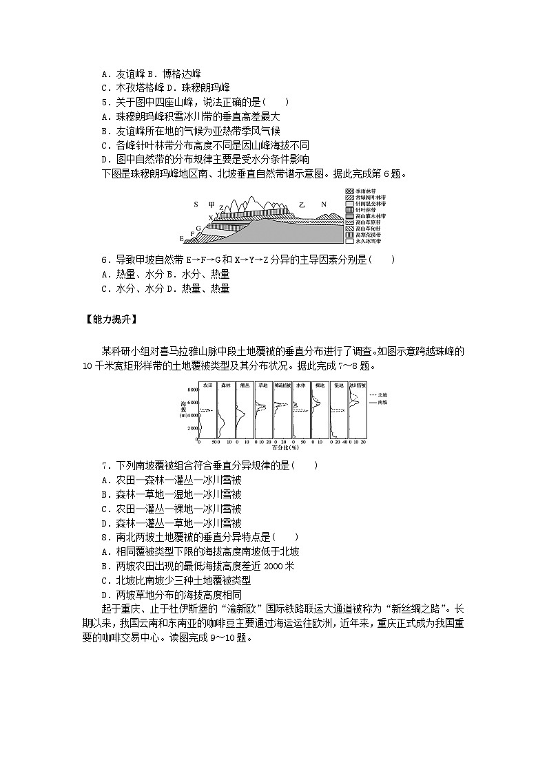 新教材2023版高中地理课后作业提升11自然环境的差异性鲁教版选择性必修102