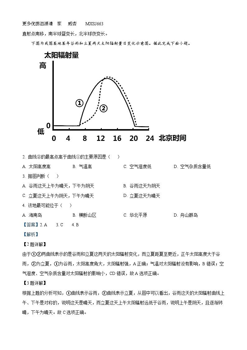 2023届河北省昌黎第一中学高三第七次调研考试地理试题（解析版）第2页