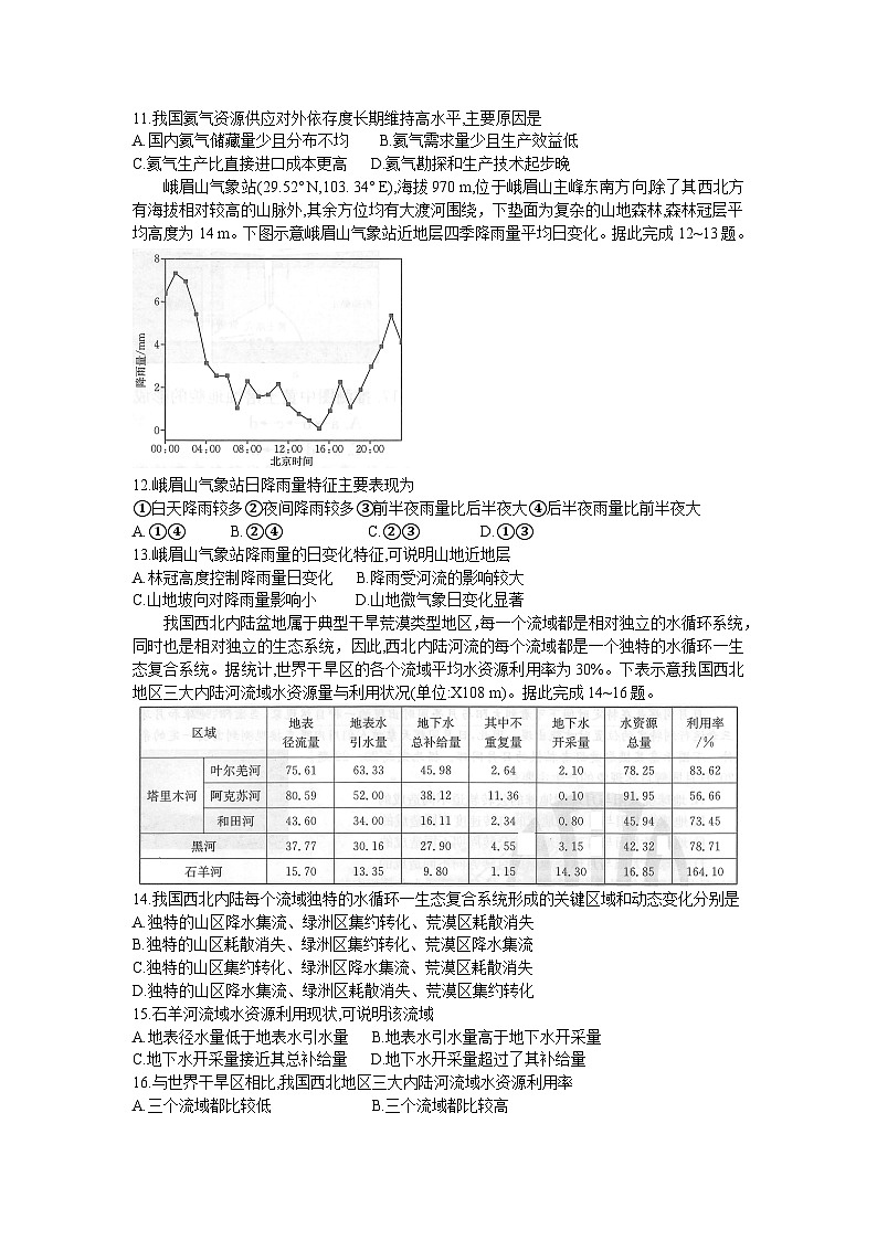 山西省忻州市名校2023-2024学年高三上学期开学联考地理试题03