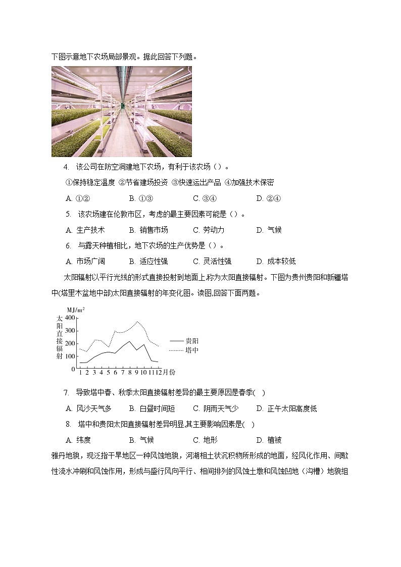 湖南省怀化市雅礼实验学校2023-2024学年高二上学期入学考试地理试题02