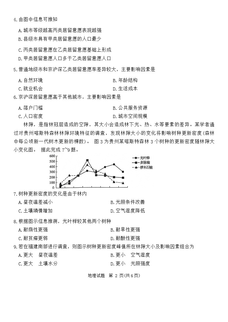 重庆市南开中学高2024届高三第五次质量检测地理02