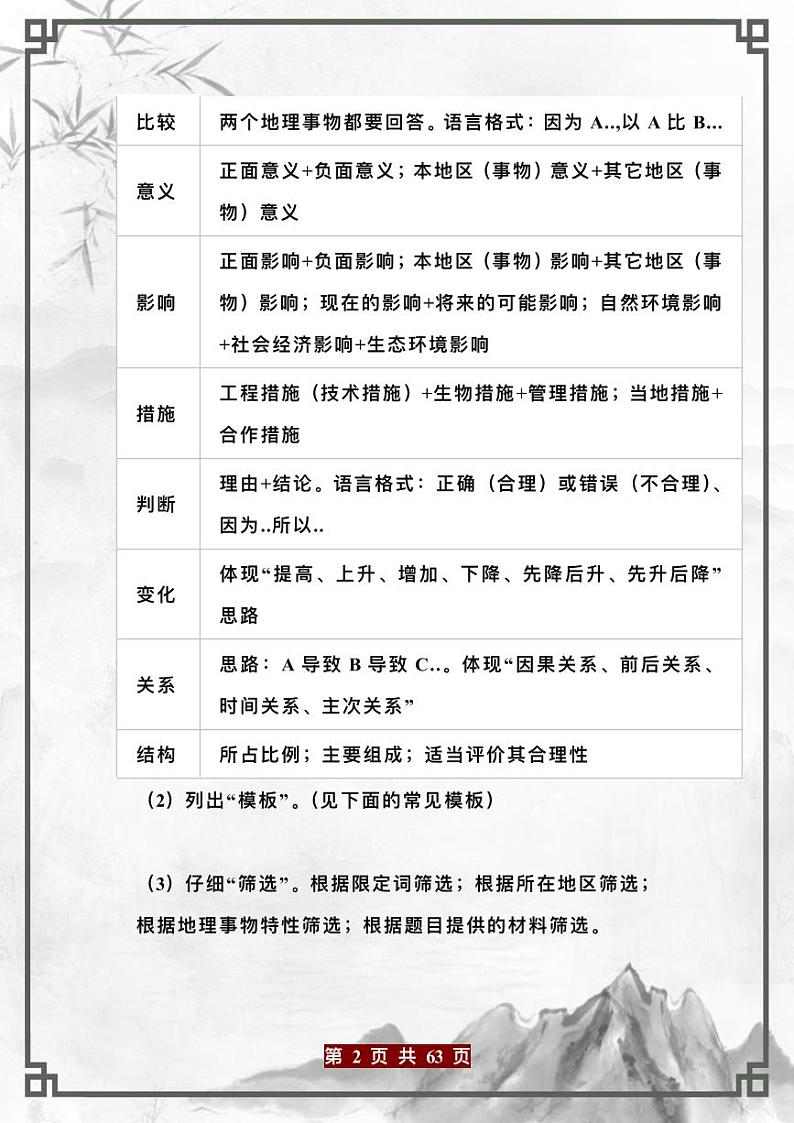 1.1日-高中地理“各类型”知识答题模板第2页