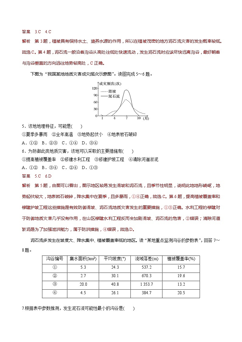 湘教版高中地理选修二2.1.3 《滑坡、泥石流》课件+分层练习（原卷+解析卷）03