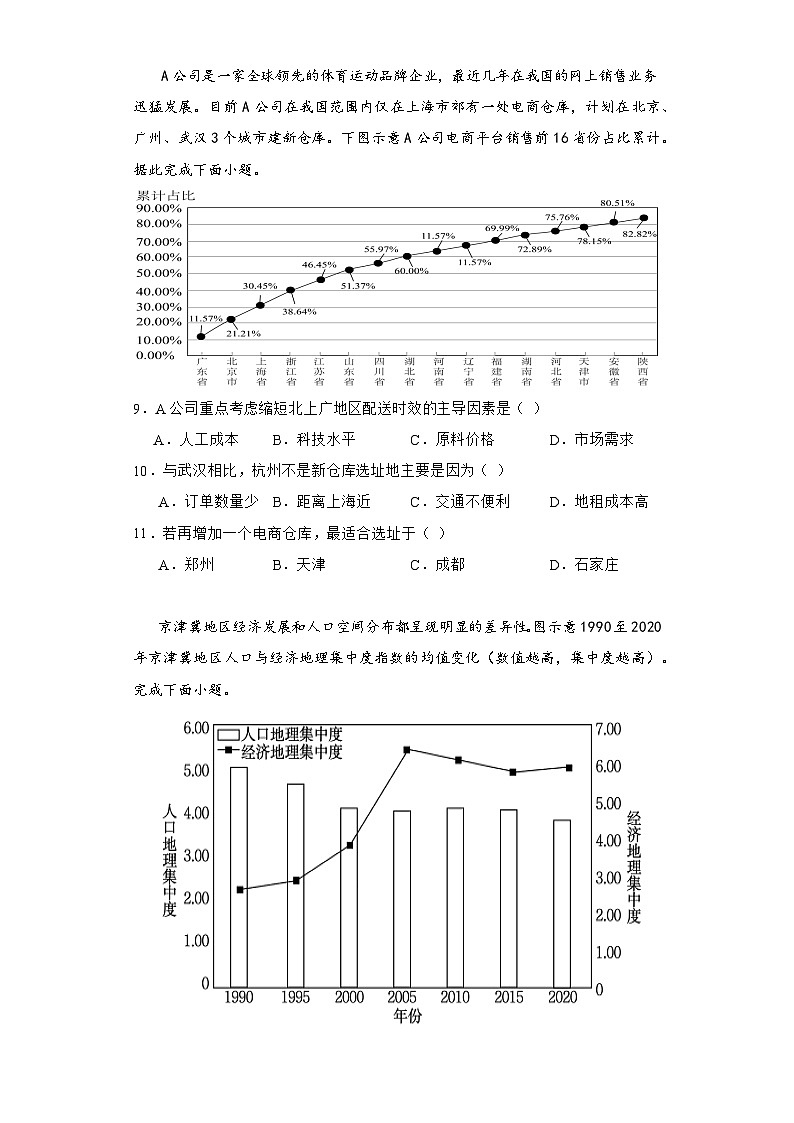 2024莆田六中高三上学期1月质检模拟测试地理含解析第3页